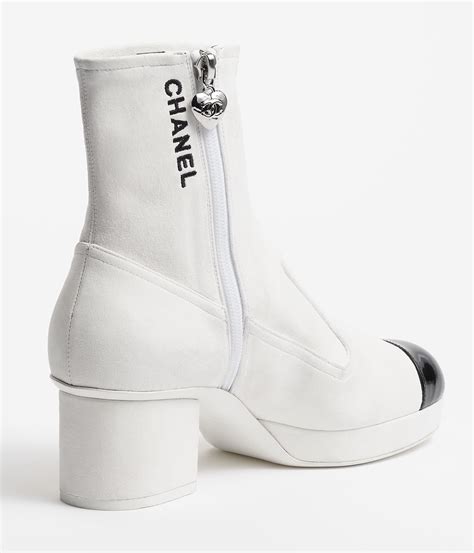 chanel ankle white boots